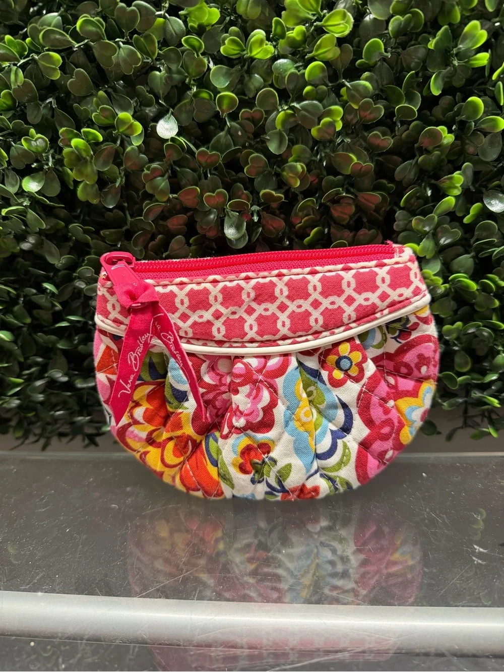 Vera Bradley Pink Multicolor Quilted Cosmetic Coin Pouch